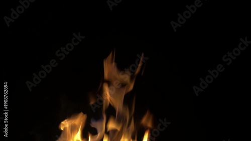 Fire on black background. Isolated fire on black background. Flame on black background.