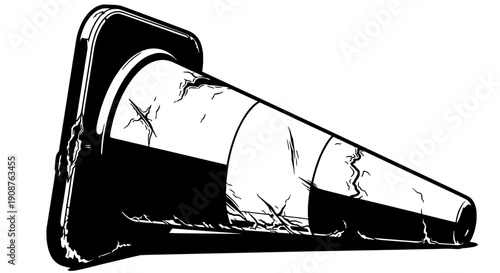 A single skateboard wheel with detailed central ball bearing shown in high-contrast black and white vector illustration