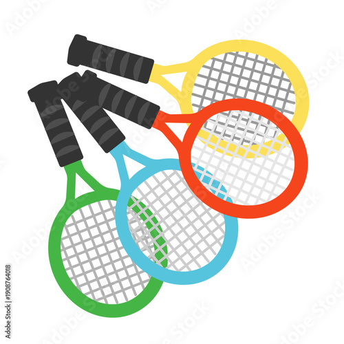 重なったテニスラケットのイラスト