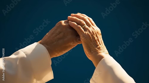 Hands Clasped Together in Unity Gesture.