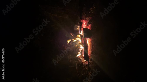 Fire on black background. Isolated fire on black background. Flame on black background.