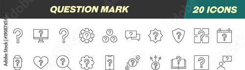 Signs of Question Mark for Shops and Stores. Suitable for books, stores, shops. Editable stroke in minimalistic outline style. Symbol for design