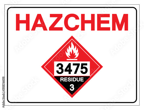 Hazard Chemical UN3475 Flammable Liquid Residue Class 3 Symbol Sign, Vector Illustration, Isolate On White Background, Label .EPS10