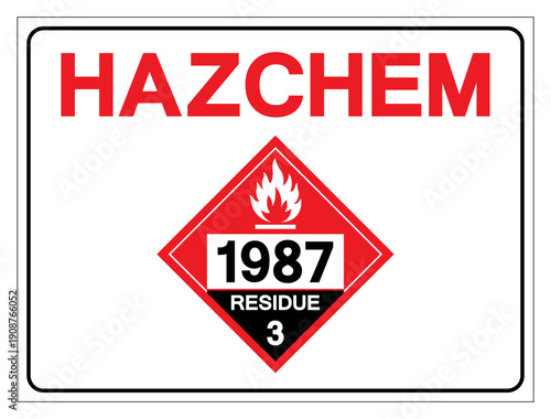 Hazard Chemical UN1987 Alcohols Denatured Alcohol Residue Class 3 Symbol Sign, Vector Illustration, Isolate On White Background, Label.EPS10