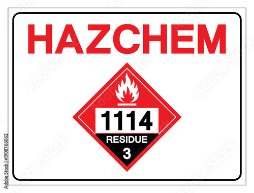 Hazard Chemical UN1987 Flammable Liquid Residue Class 3 Symbol Sign, Vector Illustration, Isolate On White Background, Label.EPS10