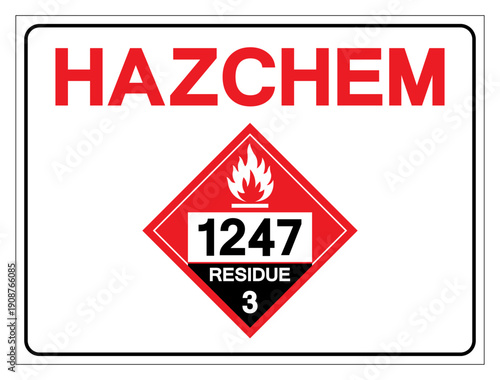Hazard Chemical UN1247 Flammable Liquid Residue Class 3 Symbol Sign, Vector Illustration, Isolate On White Background, Label.EPS10