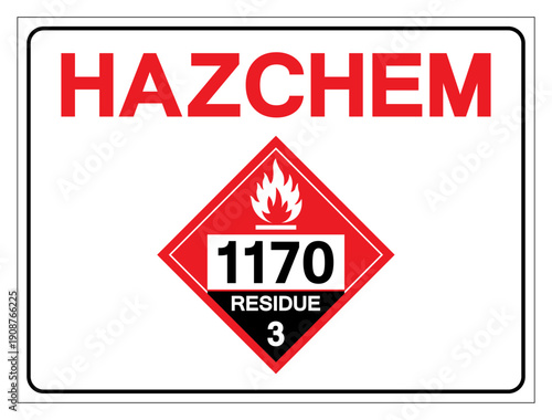 Hazard Chemical Ethyl Alcohol Ethanol UN1170 Residue Class 3 Symbol Sign, Vector Illustration, Isolate On White Background, Label .EPS10