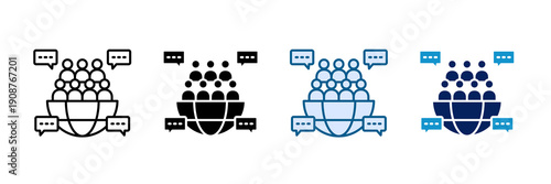 Community Forum Icon Set Multiple Style Collection