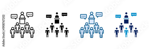 Public Dialogue Icon Set Multiple Style Collection