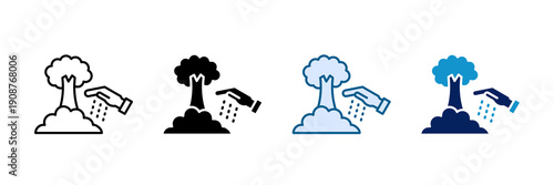 Tree Planting Icon Set Multiple Style Collection