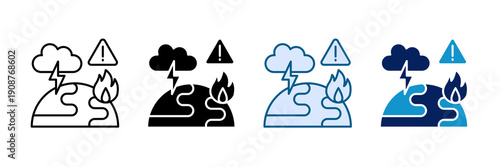 Natural Disaster Icon Set Multiple Style Collection