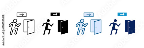 Evacuation Route Icon Set Multiple Style Collection