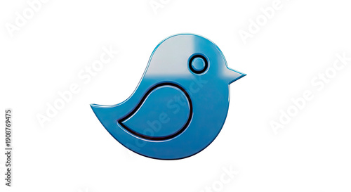 Blue 3D Twitter Bird Logo