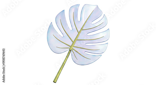 3D Render of a Blue Monstera Leaf