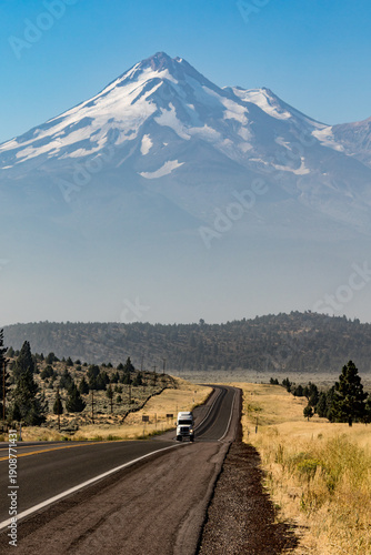 Wallpaper Mural Mount Shasta Snow-Capped Volcano with Rural Highway Torontodigital.ca