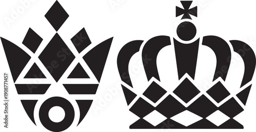 Royal crowns silhouette set royal symbols heraldry king queen luxury power symbol ornate regalia isolated white background