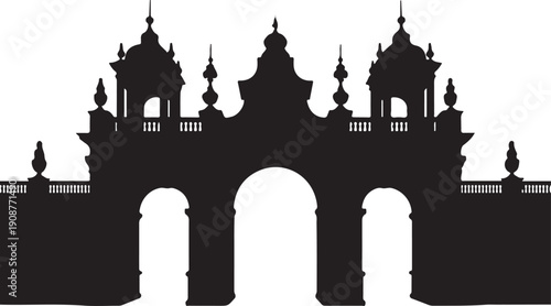 Grand arch monumental baroque architecture historic landmark building facade silhouette old structure entrance gateway tourism