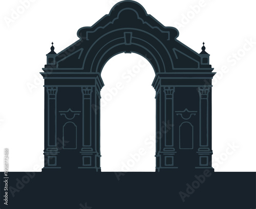 Ancient triumphant arch silhouette, historic monument entrance, old architecture