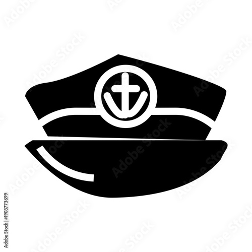 vector illustration of a navy marine cap symbol glyph icon vector