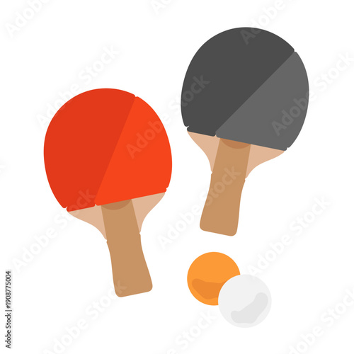 卓球ラケットとピンポン球　イラスト