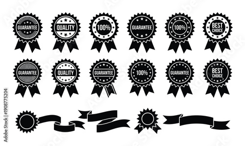 Set of quality guarantee premium labels and badges vector design elements