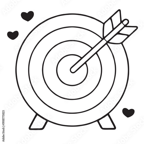 Target coloring page with arrow and heart shapes for creative and fun activity