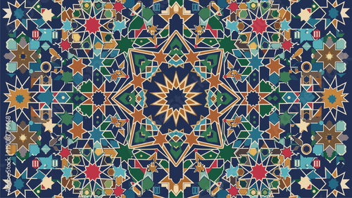 Intricate Geometric Islamic Patterns Background for Design Projects