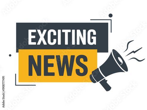A colorful vector graphic illustration of a megaphone announcing exciting news in a bold and modern design