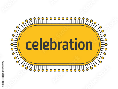 A vibrant yellow vector graphic illustration of a celebration icon with a festive design