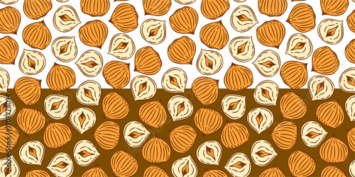hazelnut Pattern background. seamless pattern hazelnut doodle illustration. doodle hazelnut seamless pattern.