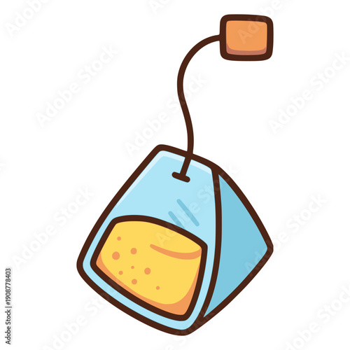 cartoon tea bag drink beverage flat color vector illustration template design