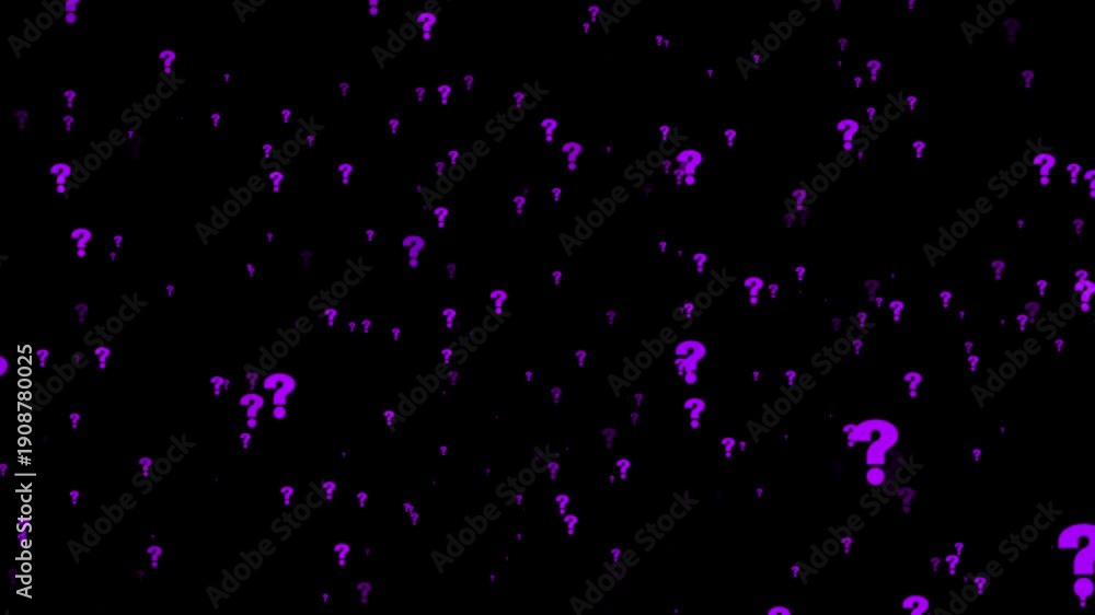 Camera moving through question marks on the alpha channel background ...