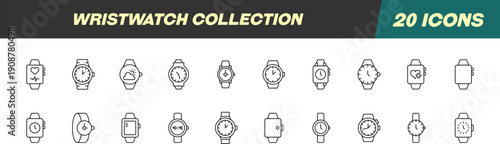 Signs of Wristwatch for Shops and Stores. Suitable for books, stores, shops. Editable stroke in minimalistic outline style. Symbol for design