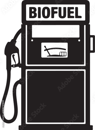 Minimalist biofuel pump illustration isolated on white background