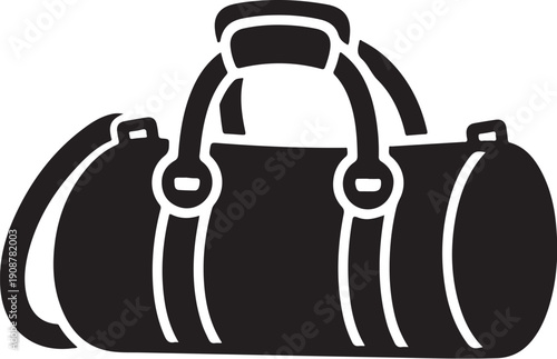 Minimalist black and white gym duffle bag vector isolated on white background