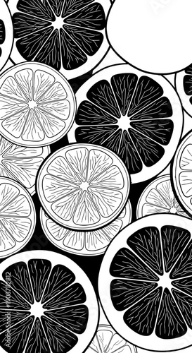 A flat-lay of citrus fruits slices, lemon, lime, and orange, showing pulp and rind, vector illustration