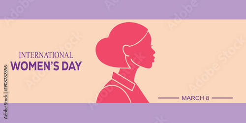 Female profile illustration celebrating International Women’s Day with soft pastel design. Ideal for empowerment campaigns, social media banners, and equality awareness promotions.