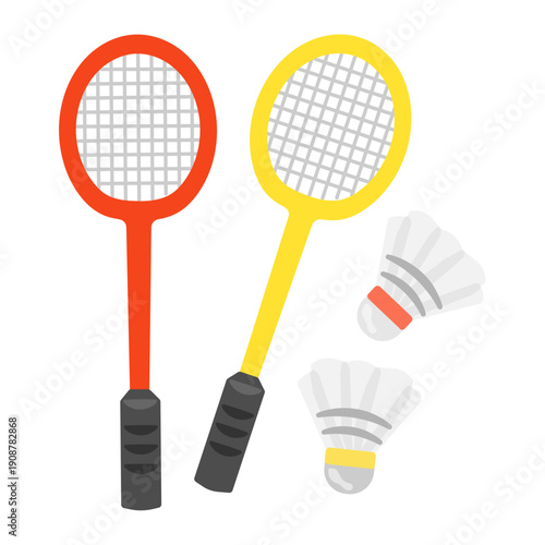 バドミントンラケットとシャトル　イラスト