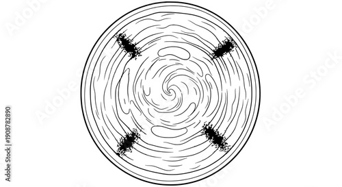 Top-down view of hummus bowl with olive oil swirl and paprika garnish vector illustration