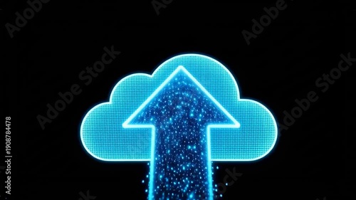 Wallpaper Mural Futuristic Cloud Computing Data Upload Animation with Blue Glow Torontodigital.ca