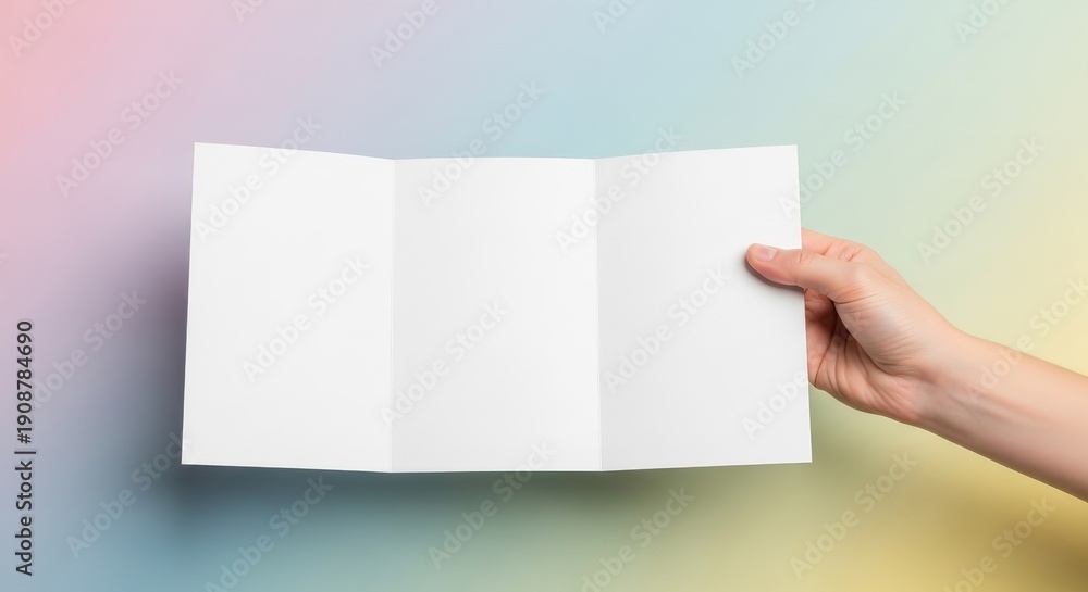 Obraz premium Hand holding open blank brochure 1.
