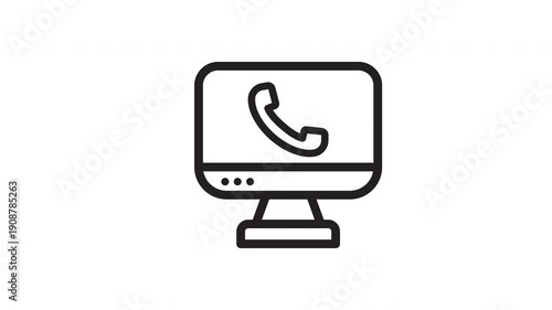 call center icons representing modern workspace equipment isolated on white background