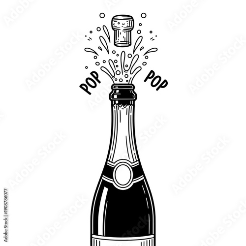 A sparkling wine bottle pops its cork, releasing a burst of celebration and effervescence in a celebratory toast