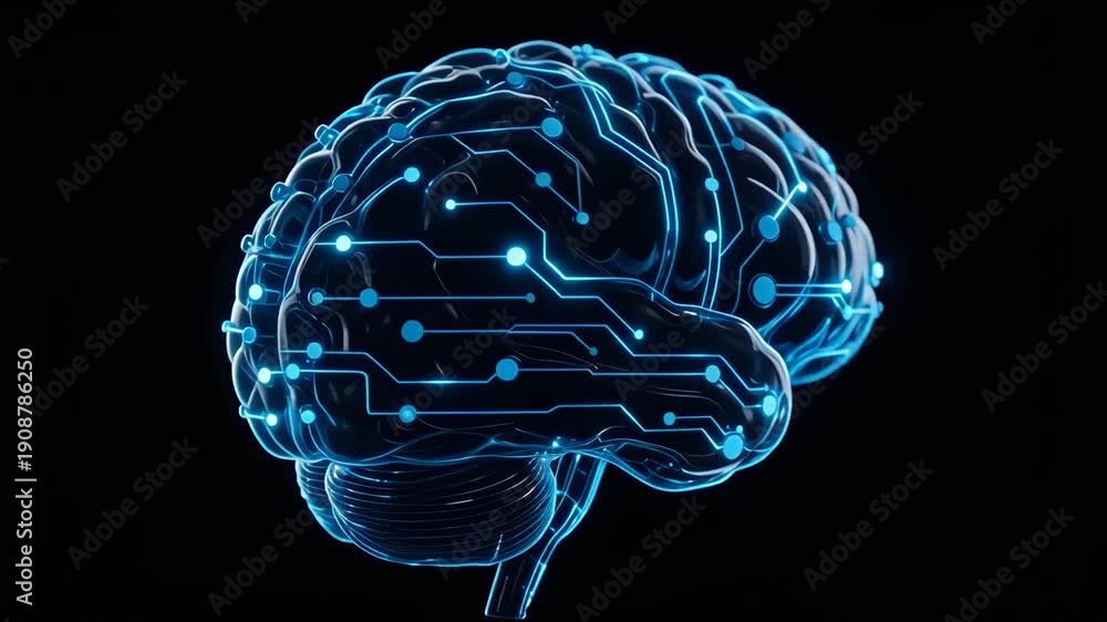 custom made wallpaper toronto digitalFuturistic Digital Human Brain with Glowing Blue Circuitry and AI