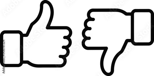 Standard outlined icons representing approval with a thumb up and disapproval with a thumb down