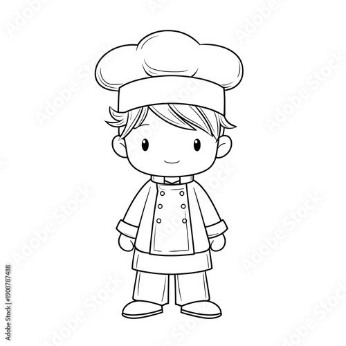 A cute chef boy coloring page