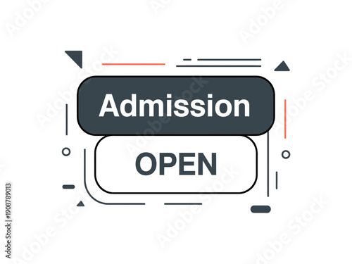 A modern vector graphic illustration of an admission open sign with a minimalist design