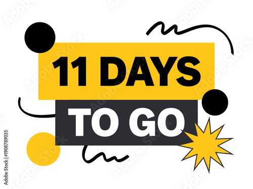 A colorful vector graphic illustration of a countdown timer with 11 days to go, featuring bold text and dynamic design elements.
