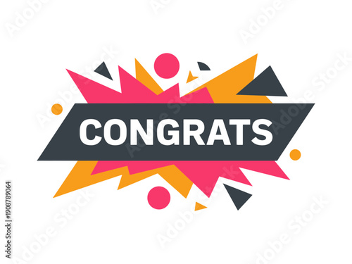 A colorful vector graphic congratulations banner with a modern design