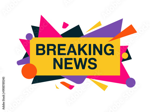 A colorful breaking news vector graphic with a bold announcement in a modern design